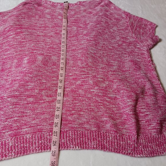 Lane Bryant, Sweater Wrap, Size 22/24, Pink/White Weave, Button Detail on Sides - Picture 11 of 15